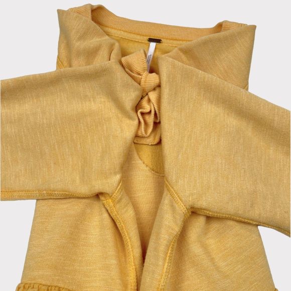 Free People Sweat Jane Front Tie Peplum Pullover Sweatshirt Top Women's Small - Picture 6 of 12